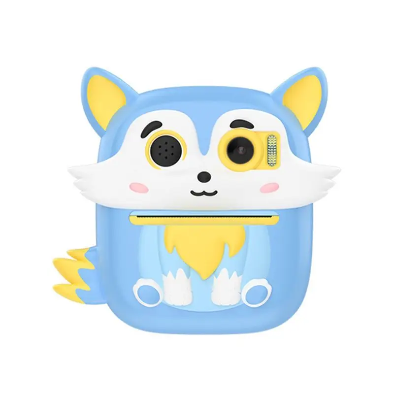 

Детская камера ABGN с мгновенной печатью, цифровая камера для селфи с двумя объективами 1080P, бумага для печати и силиконовый чехол с лисой, подарки на день рождения