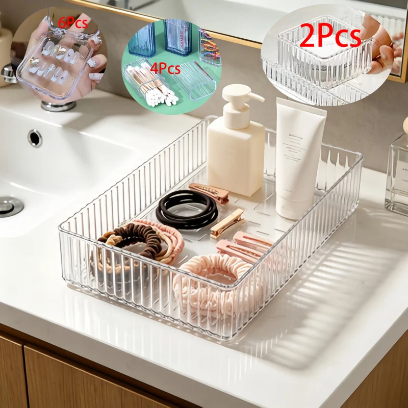 13-Piece Transparent Beauty Storage Set of Different Sizes, Multi-Specification Cosmetic Storage Boxes, Beauty Storage Racks, Waterproof Bathroom Accessory Storage Baskets, Suitable for Bathroom Countertops, Makeup Vanities, Cabinet Drawers, Can Be Used to Store Skin Care Products, Beauty Tools, Hair Accessories, and Jewelry, for a Tidy Desktop Storage Solution