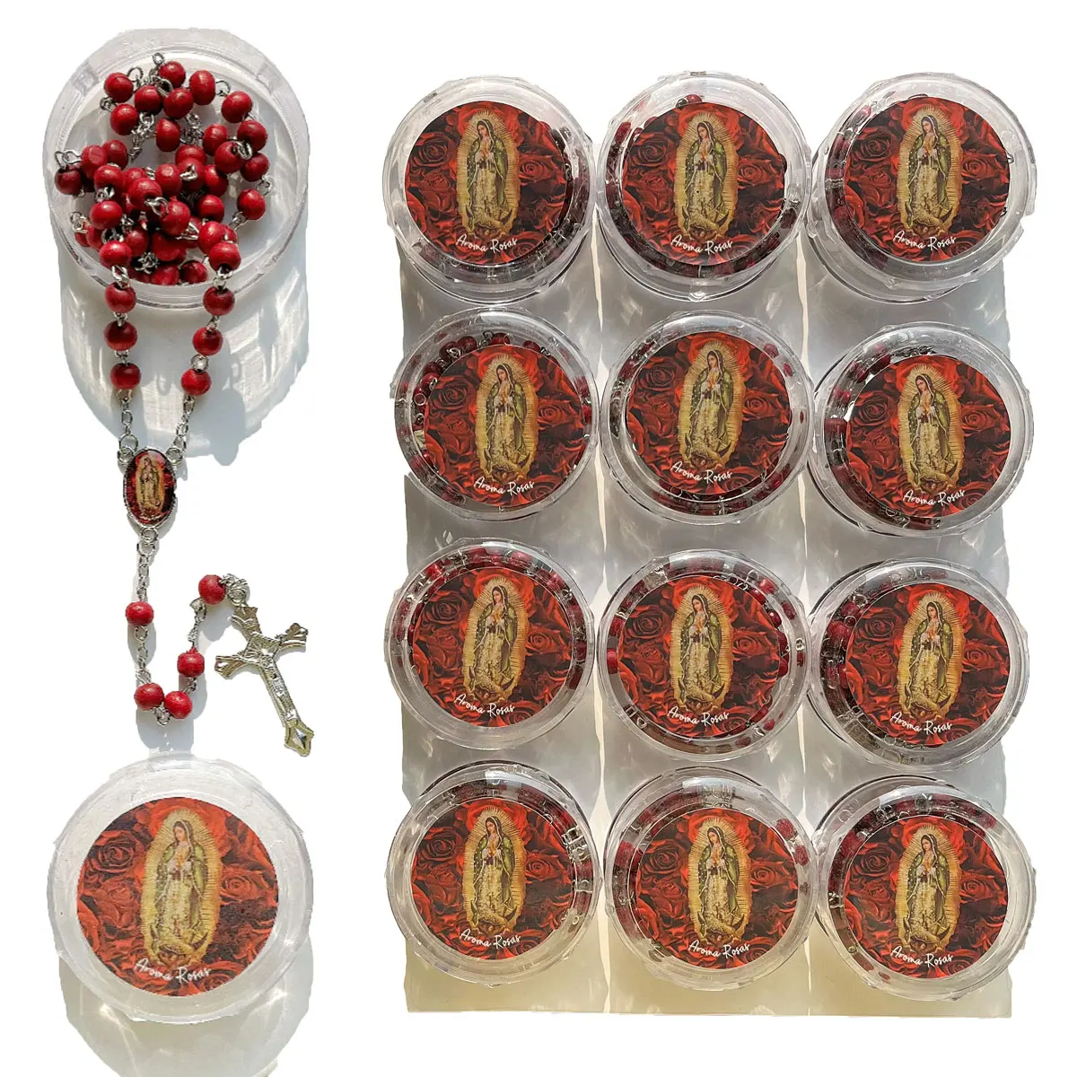 Virgen De Guadalupe Duft-Rosenkranz-Halskette Unserer Lieben Frau der Gnade, Partybevorzugung, katholische Geschenke mit Box, Taufe, Erstkommunion-Party
