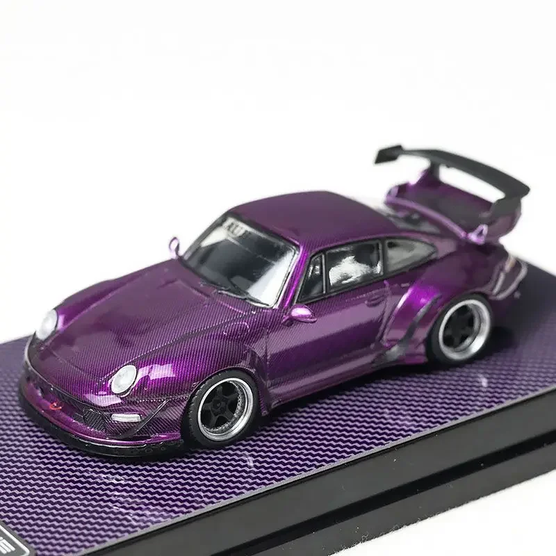 FLAME 1/64 RWB 993 964 퍼플 카본 파이버 합금 모터 차량 다이캐스트 모델 자동차 장난감 컬렉션 소년의 크리스마스 선물