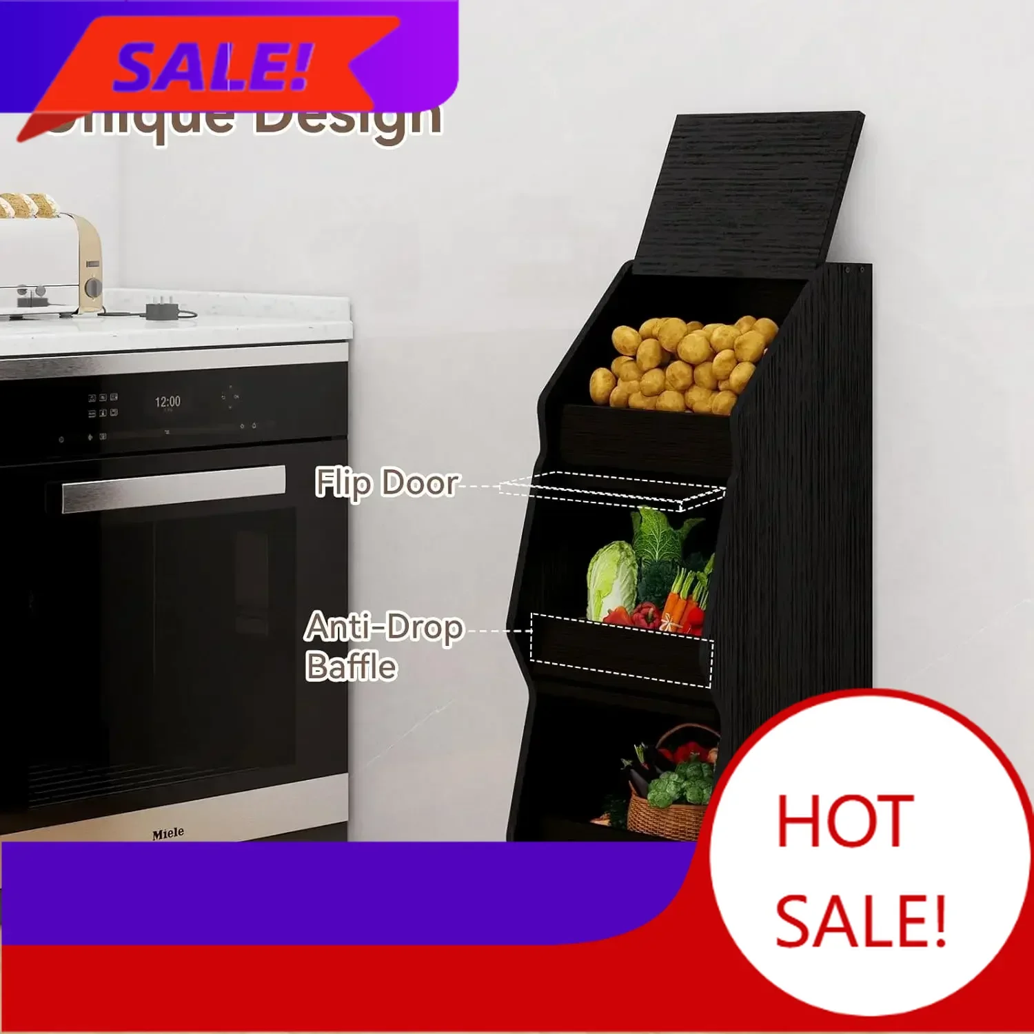 

Бестселлер [XMSJ] Набор из 2-х черных контейнеров для хранения картофеля и лука на колесиках, передвижная хлебница с крышкой, органайзер для лука с отсеком для продуктов