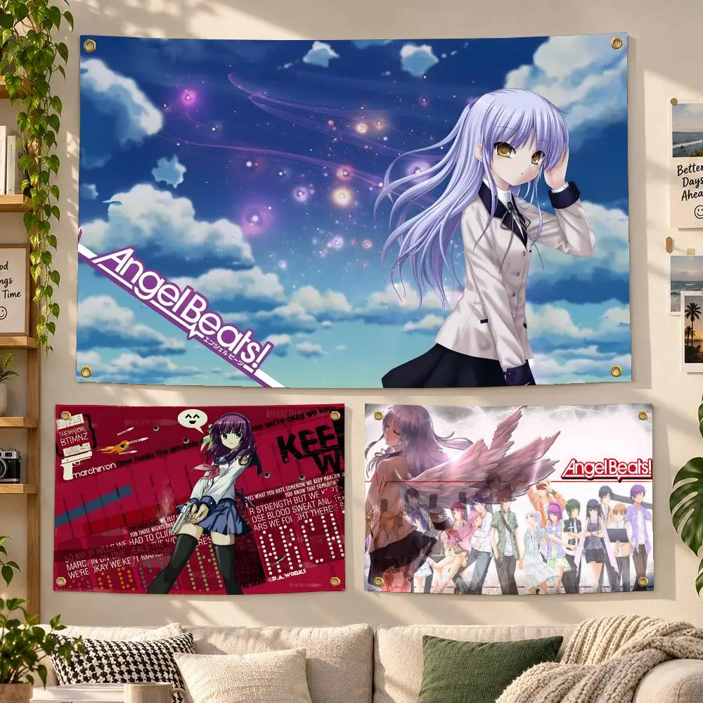 Anime Angel Beats Drama Flags Personalized Banner Flag Room Dorm Camping Picnic Garage Bar Outdoor Wall Decor