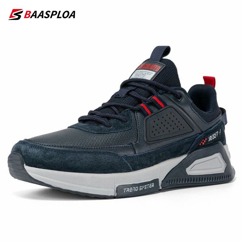 Baasploa 2022 New Men Leather Sneaker Waterproof Walking Shoes  Fashion Casual Shoes Non-Slip Wear-Resistant Male Sport  Shoe