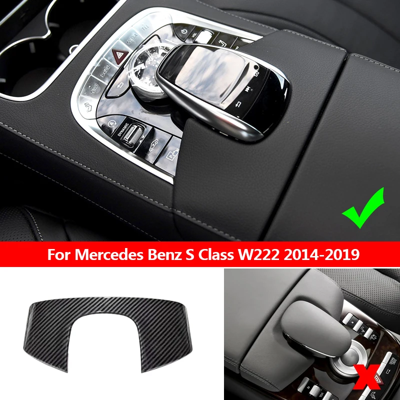 For Mercedes Benz S Class W222 2014 2015 2016 2017 2018 2019 ABS Carbon Fiber Car Interior Center Console Armrest Box Cover Trim