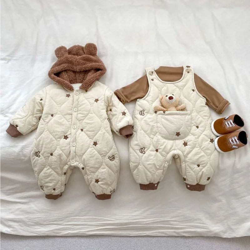 

Newborn Jumpsuit Cartoon Bear Suspander Pants Baby Rompers for Boys Girls Winter Clothes Infant Outfit Toddler Onesie