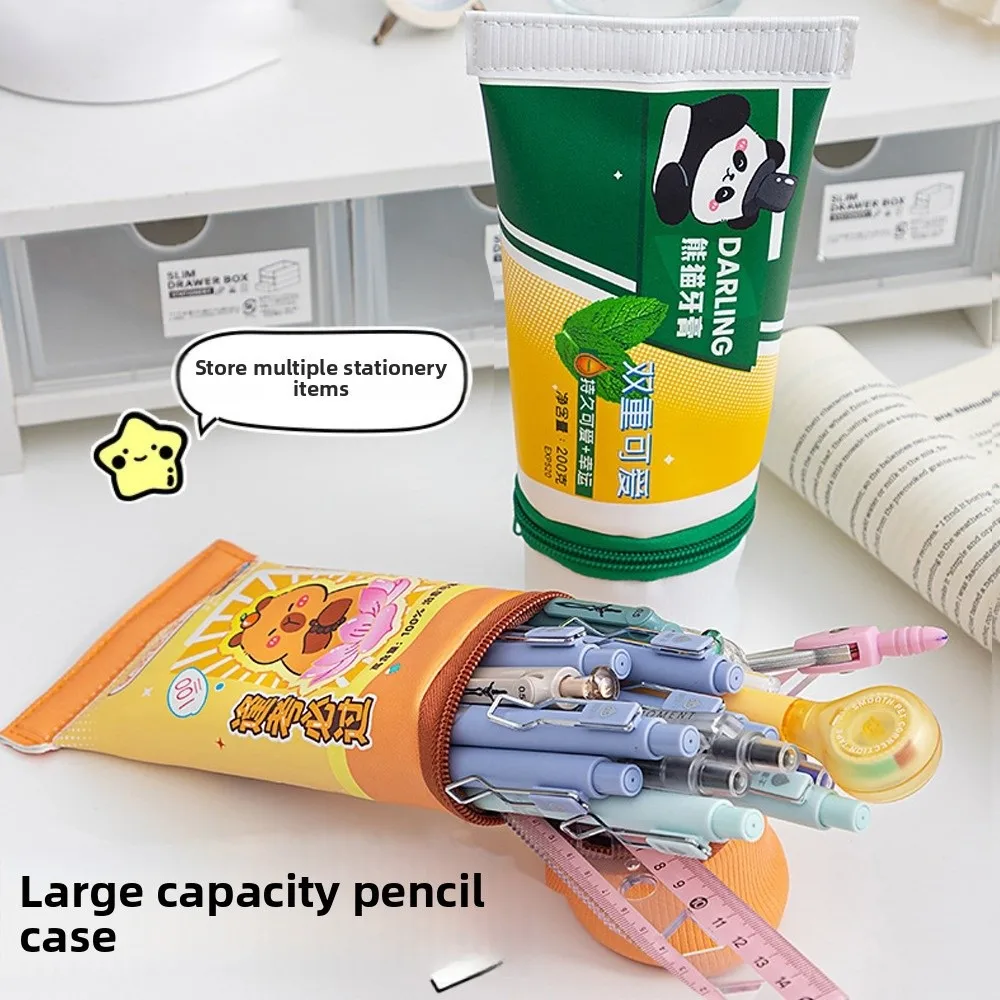 Capybara Toothpaste Pen Bag Simulation Large Capacity Toothpaste Stationery Bag Creative Zipper Toothpaste Pencil Case