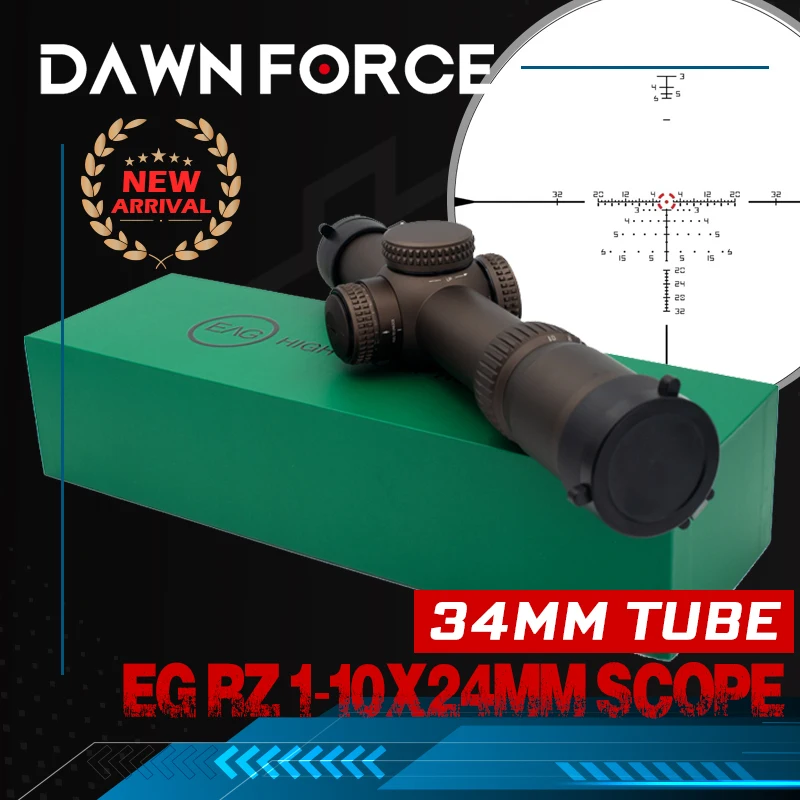 RZ HD GEN3 1-10X24MM FFP Tactical LPVO Scope 34mm Tube HD Fast Focus Optic Red EBR-9 IR Reticle FDE Full Markings