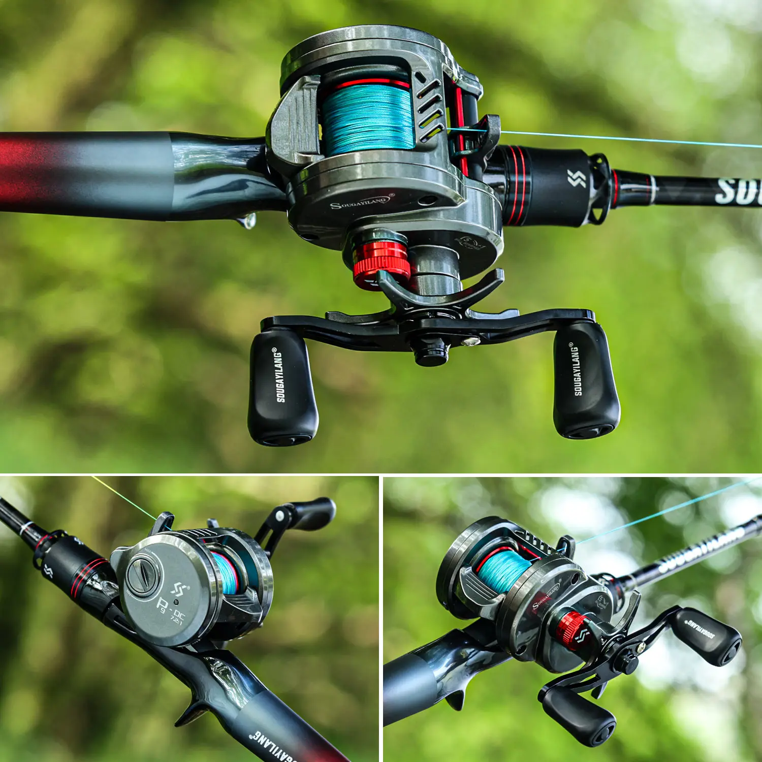 Sougayilang P9 DC Baitcaster-Rolle mit elektronischer Bremse, Übersetzungsverhältnis 7,2:1, 5+1BB, Anti-Explosion-Schnur, Salzwasser- und Süßwasser-Angelrolle – Detail 15