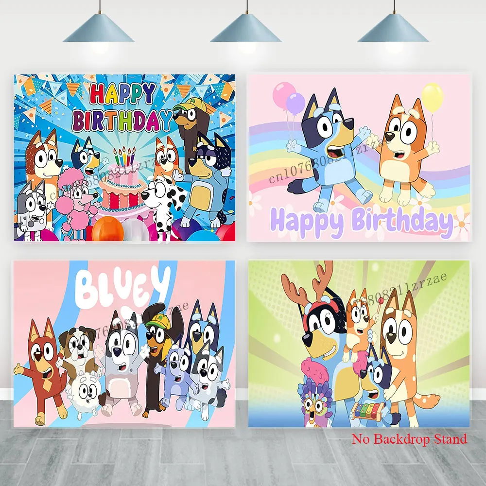 

The Bluey Dog Birthday Party Backdrop Girls Boys Favorite Baby Shower Decor Poster Banner Background Photography Supplies Props