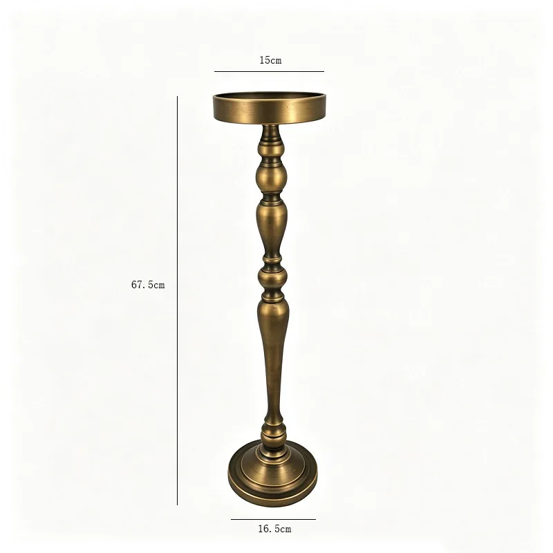 American Antique Bronze Color Coffee Rack Iron High Footed Candle Stand Living Room Sofa Casual Small Side Table Home Decoration