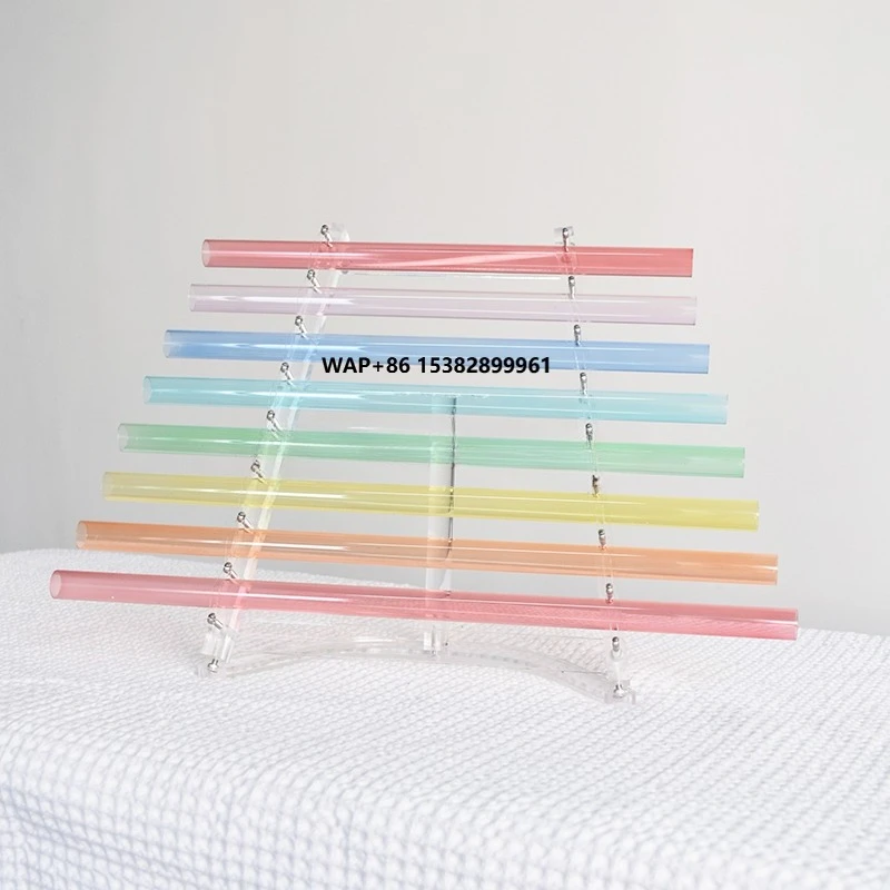 

Clear Colorful Crystal Harp Quartz 8-Tube Sound Therapy Chakra Balancing 432Hz/440Hz Pure Crystal Singing Harp