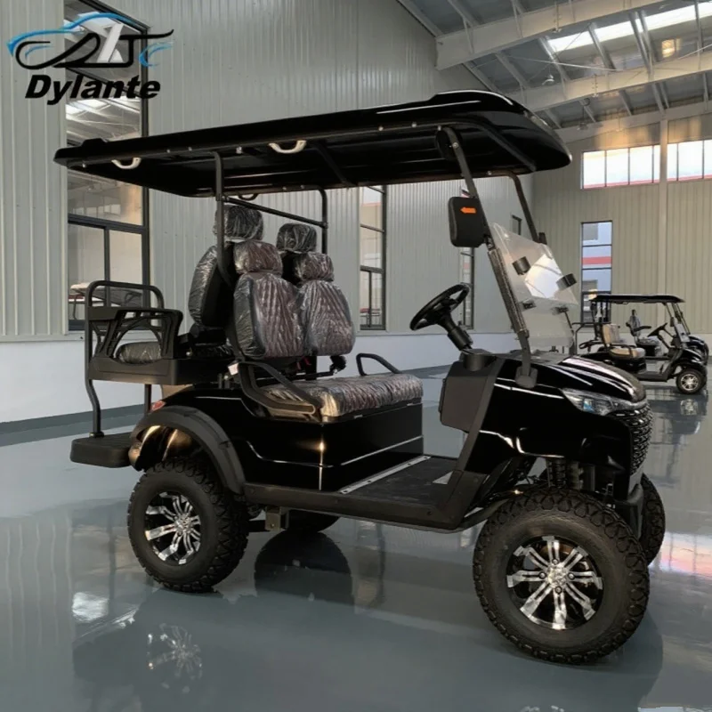 New Design Solar Panel Electric Golf Carts 72V Lithium Battery Buggy 4 Seater Electric Lifted Golf Cart 30% Max Driving Slope
