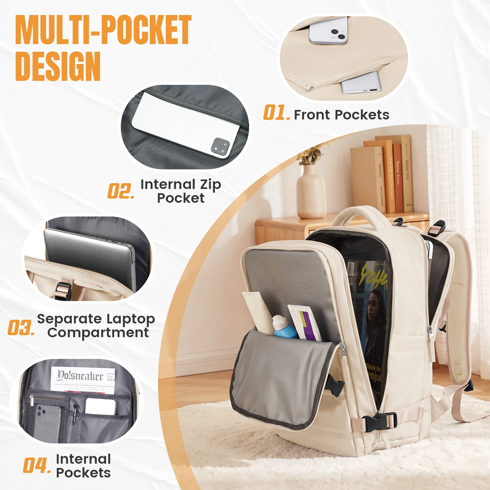 Travel Backpack for Women, Airline Flight Ryanair 40x30x20 Backpack Laptop Backpack, Carry on Backpack Men Hand Luggage Backpack