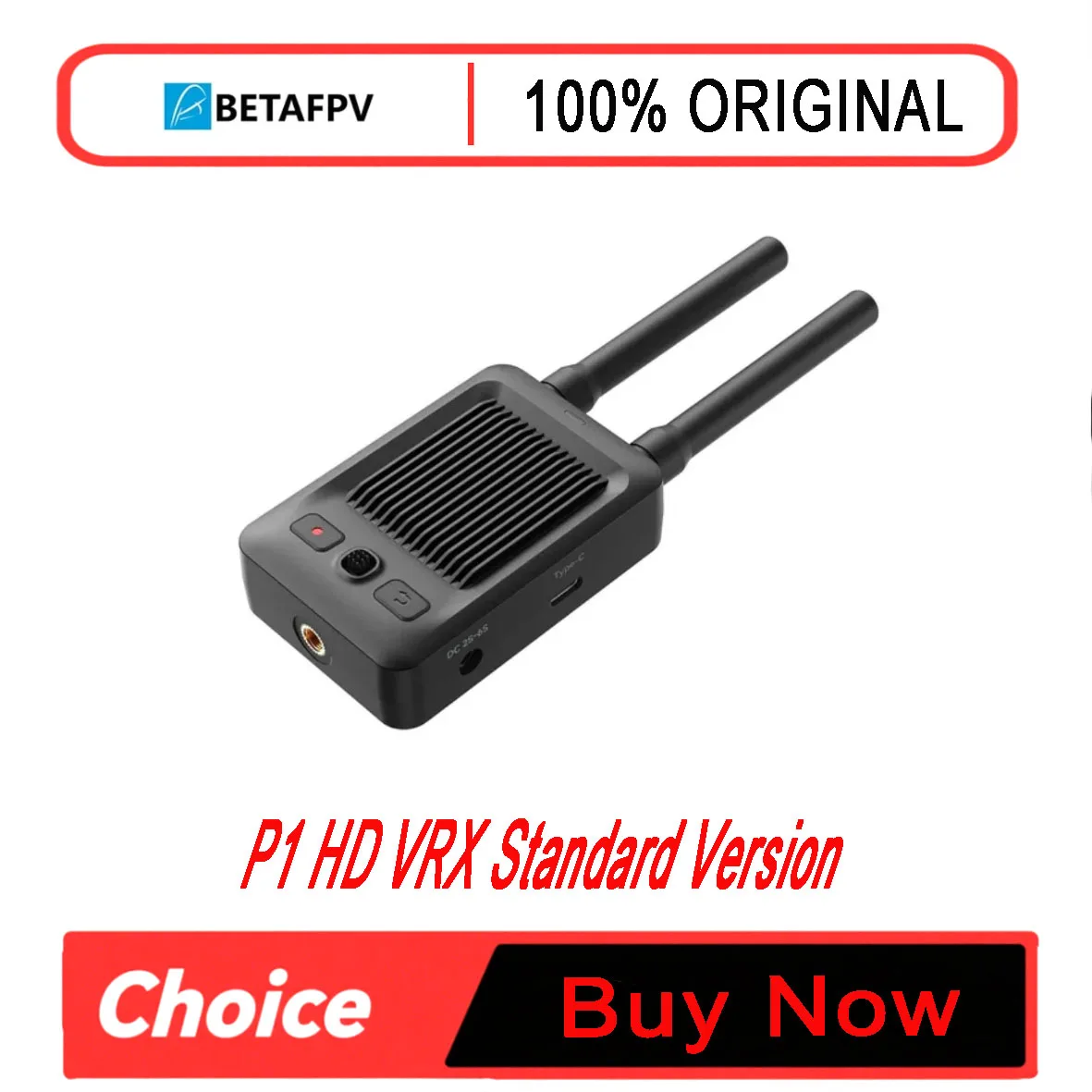 BETAFPV P1 HD VRX Standard Digital FPV Receiver 1080P@60fps Live Video Mini HDMI Output 400m Range for FPV Drone