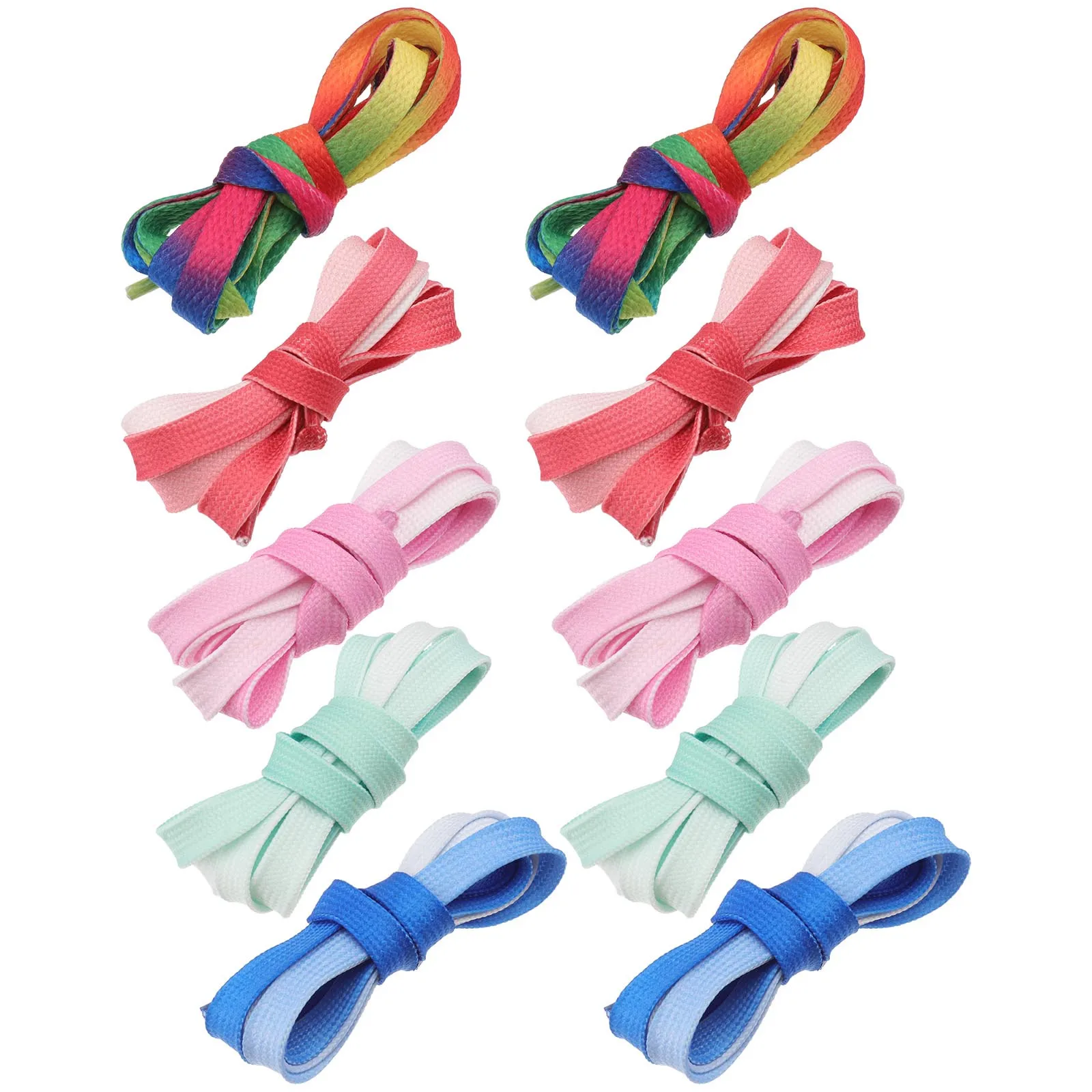 

5Pairs Multi-Function Gradient Color Flat Shoelaces Sturdy Wear-Resistant Polyester Sports Shoes Straps for Sneakers Leisure