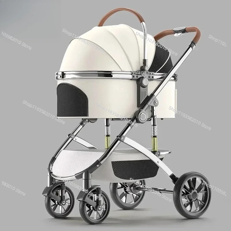 Pet Stroller Medium And Large Multi-functional Portable Foldable Aluminum Alloy Dog And Cat Outing Dog Stroller Bag Detachable