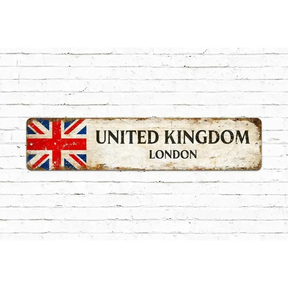 CIFbuy 2D Flat Customizable Metal Plaque,UK Union Jack Personalized Vintage Distressed Home Bar Man Cave Wall Decor