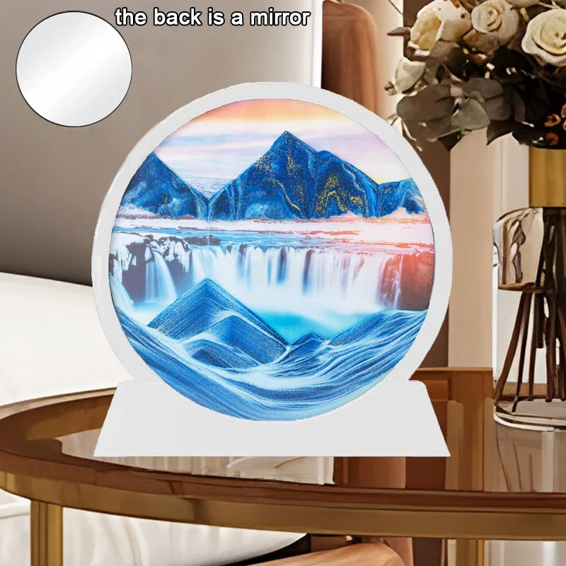 3D Desert Sandscape Moving Sand Art Picture Round Glass Deep Sea Hourglass Quicksand Craft Flowing Sand Painting Home Decor Gift