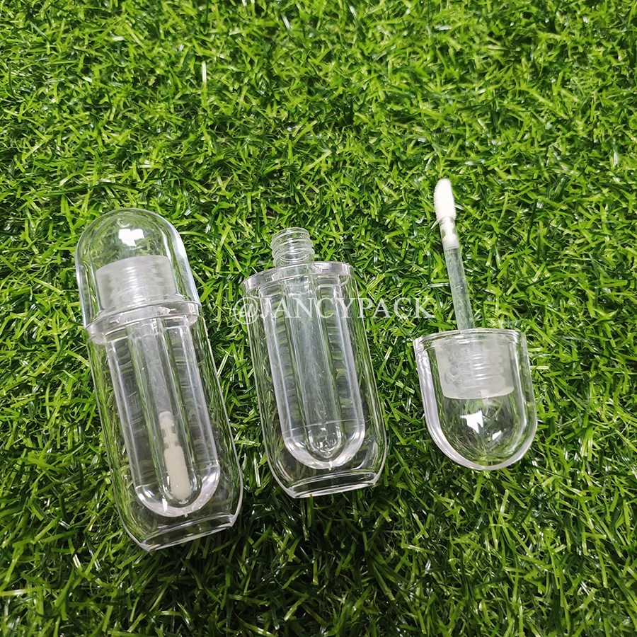 2ml atacado vazio tubo de brilho labial recipiente único transparente plana lipgloss varinha tubos totalmente claro lipgloss tubos logotipo personalizado