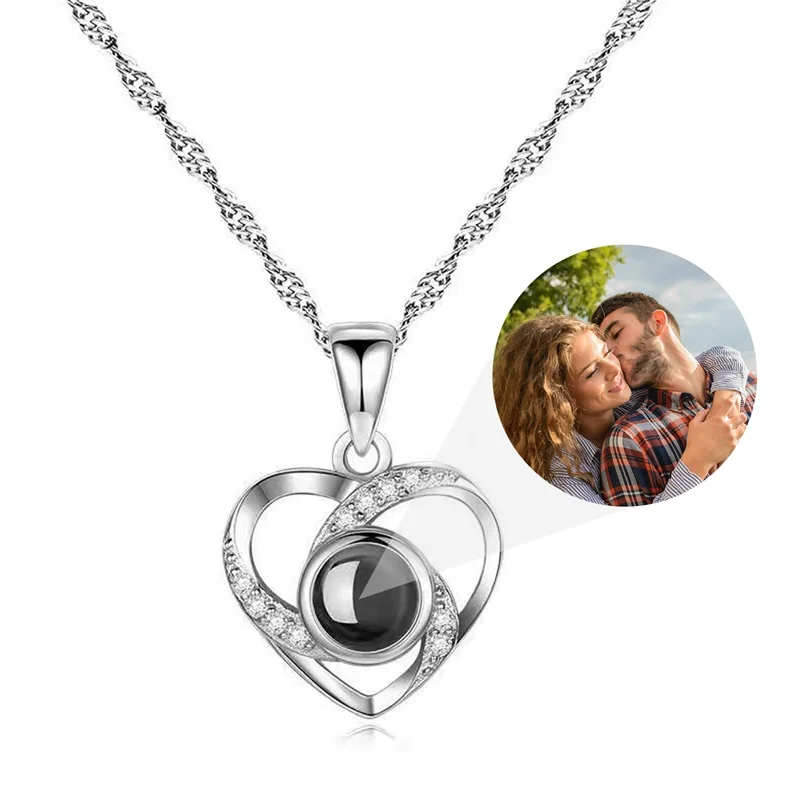 Personalisierte Foto-Projektions-Halskette mit Bild im Inneren Ich Liebe Dich Halskette in 100 Sprachen Personalisierter Herzanhänger Geschenk – Detail 10
