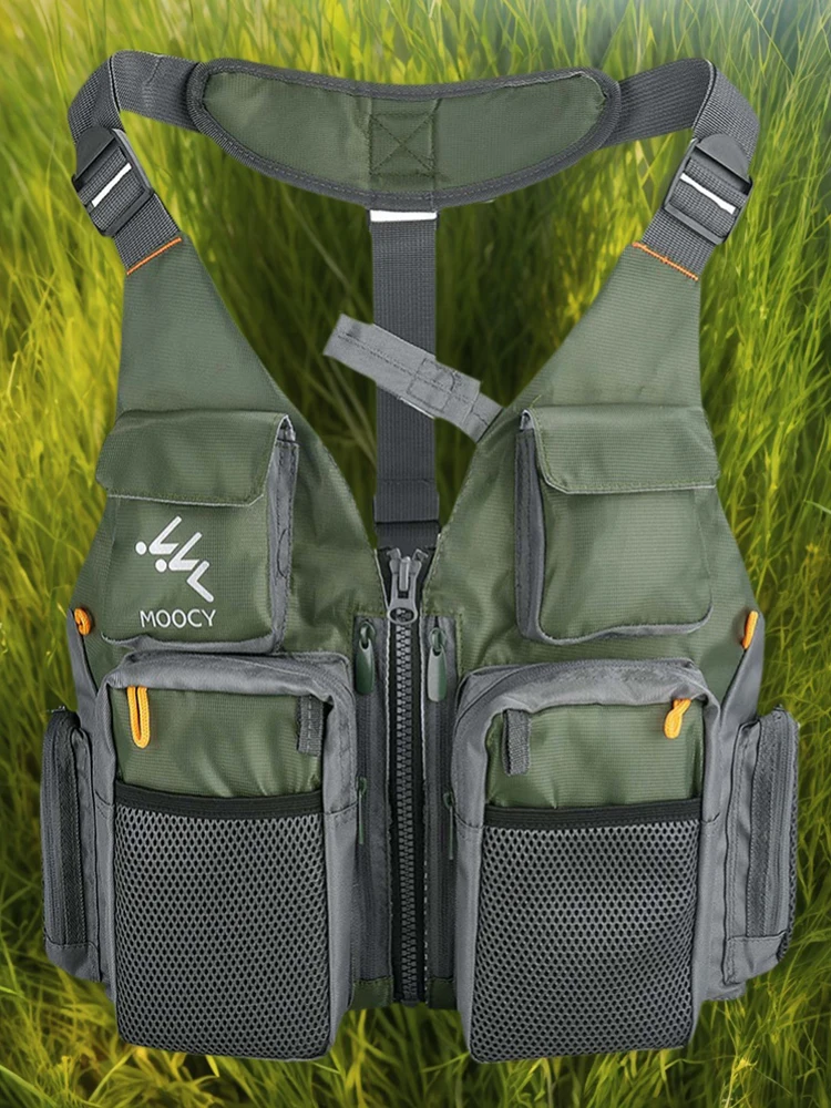 

Жилет для рыбалки на открытом воздухе, удобная куртка для рыбалки с несколькими карманами, дышащий регулируемый жилет для морской рыбалки для бега, путешествий, пешего туризма