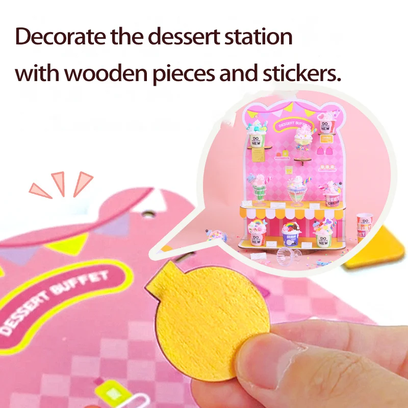 Petite station de dessert pour enfants et filles, tasse de crème glacée, jouet de fabrication de nourriture, colle, fait à la main, bricolage