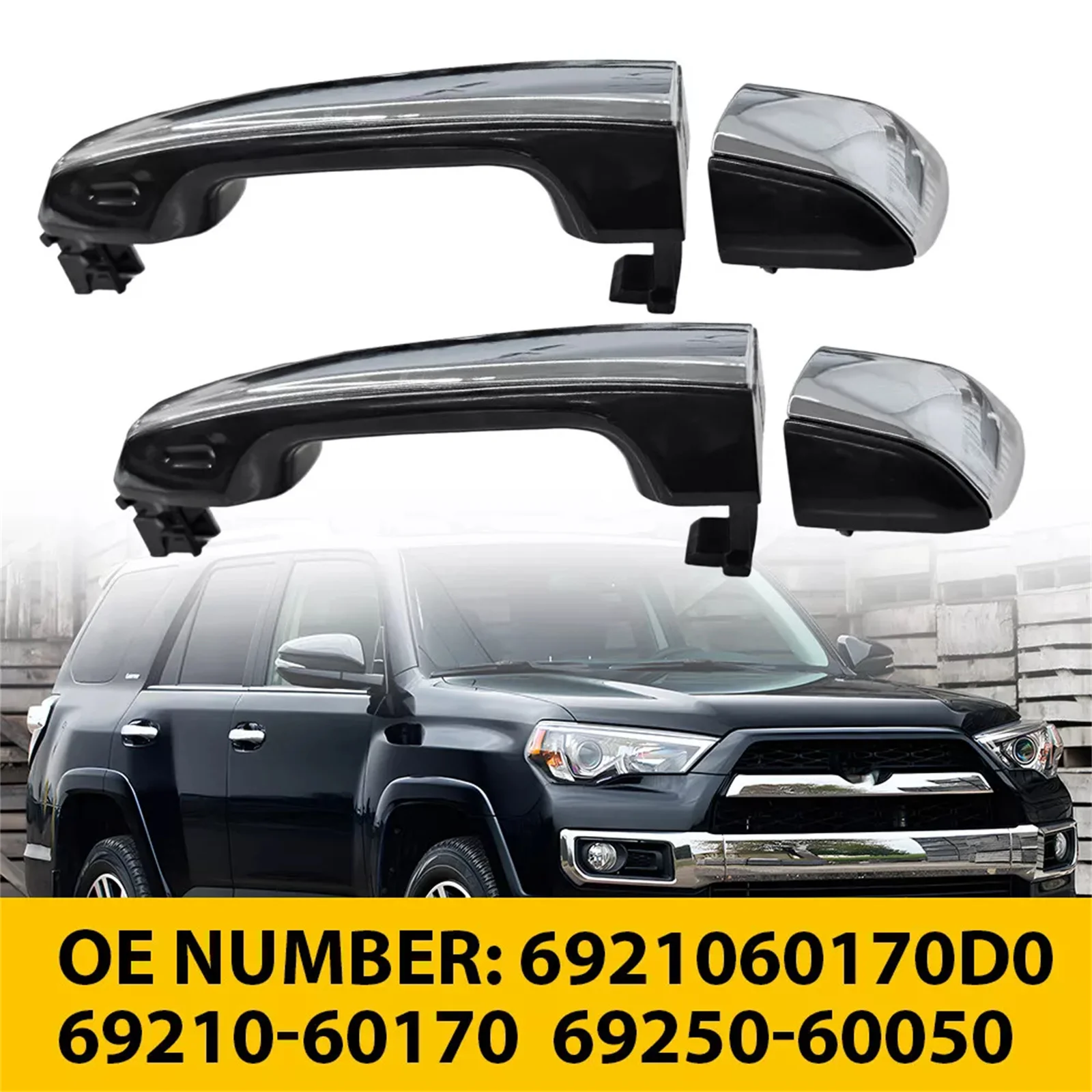 

Rear Left and Right Outside Door Handle Black+Chrome For 2010-2021 Lexus GX460 P