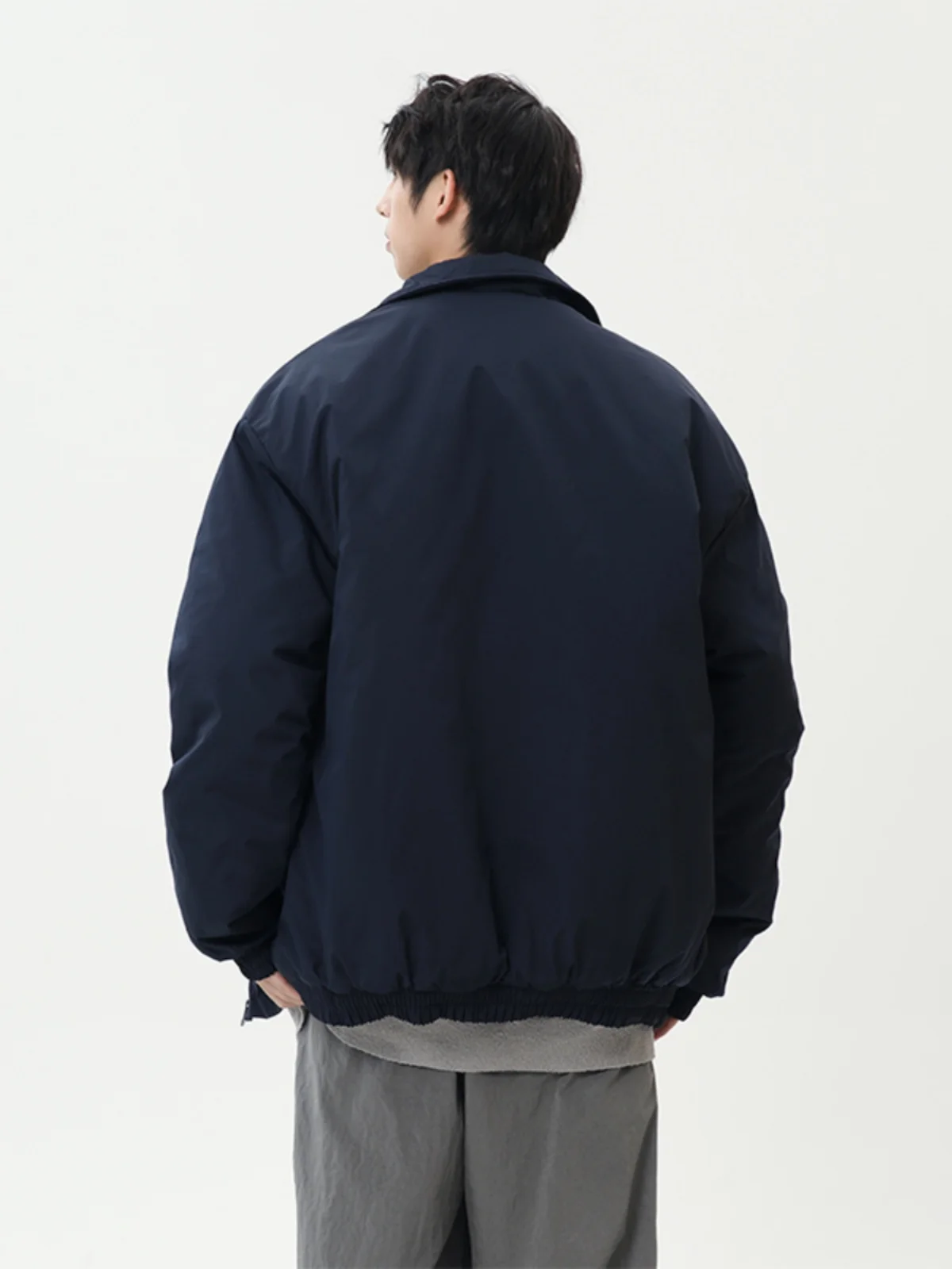 Men's Bomber Flight Jacket Cotton Coat Short Style Collar Flip Winter Warm Polyester Fiber Long Sleeve Zipper Closure  C...