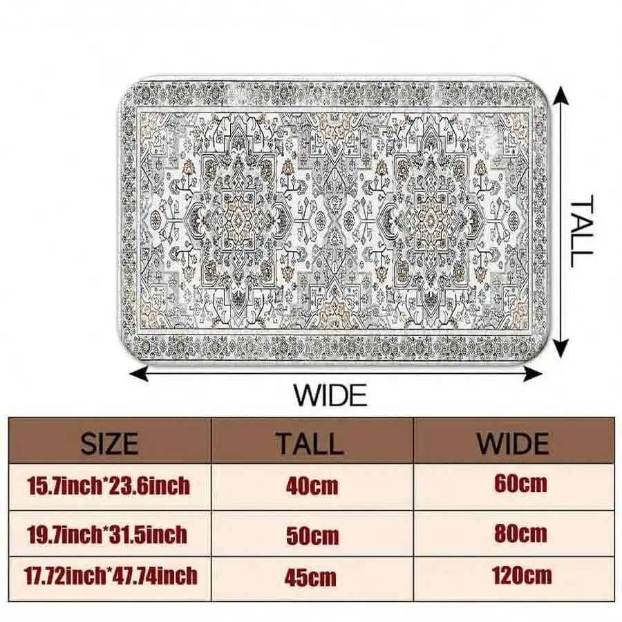 1pc Flannel Floor MatVintage Persian Style Area Rug With Ornate Medallion Pattern Low Pile Non-Slip Floor Mat For Living Room Home DecorNon-Slip, Machine