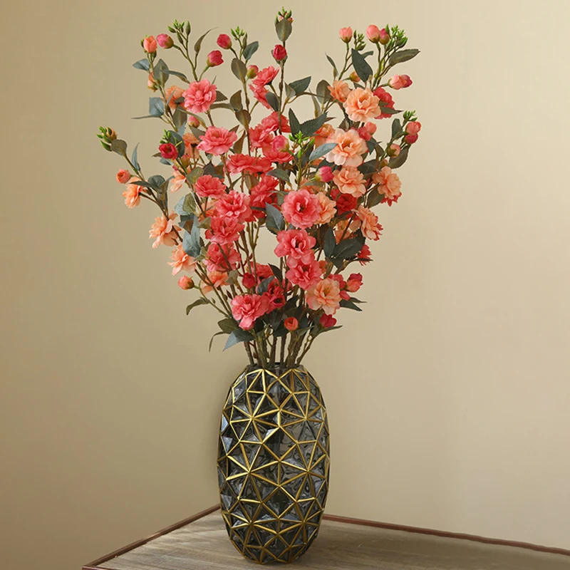 

ZZ Camellia Branch Artificial Flowers Christmas Home Decoration Fake Floral Living Room Garden Table Craft Wedding DIY Arrange