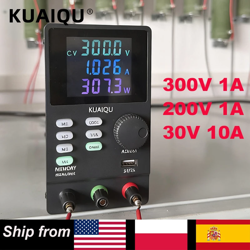

KUAIQU 300V 200V 1A Programmable Adjustable Power Supply, 30V 10A DC Power Supply For Computer Communication,Edit Stored Data