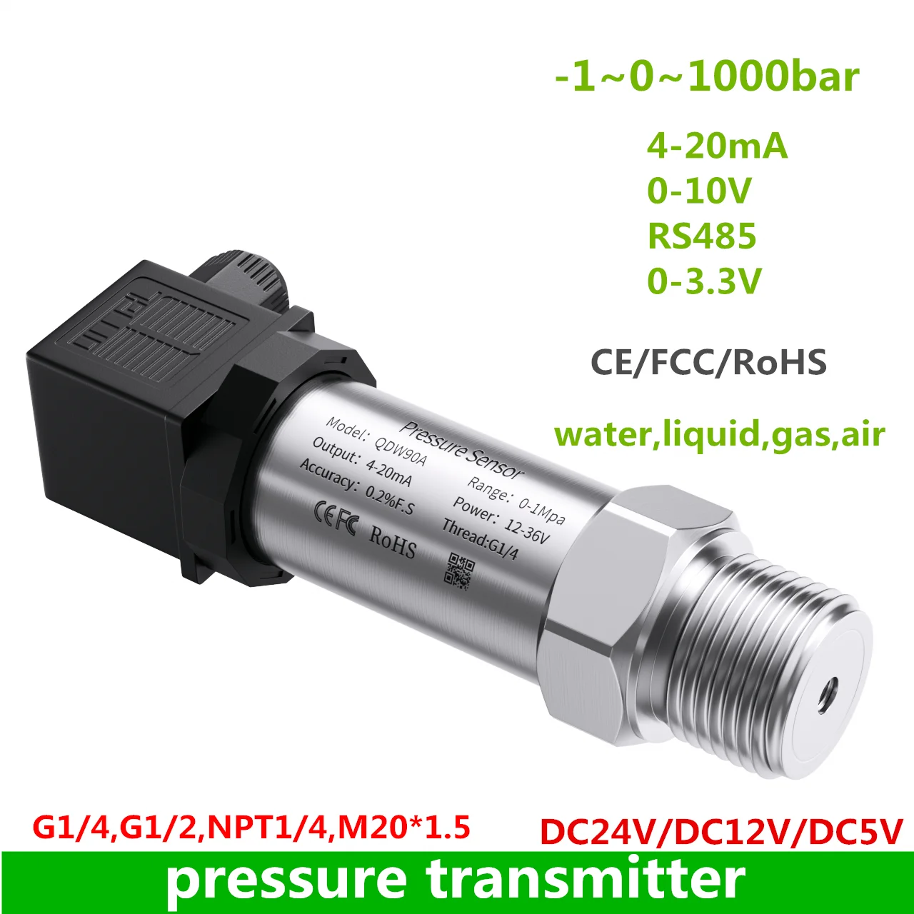 diferencial sensor de pressao calibre transmissor de pressao hidraulico 20ma 010v rs485 g1 npt1 1236v 0 1bar 10bar 16bar 60bar 01