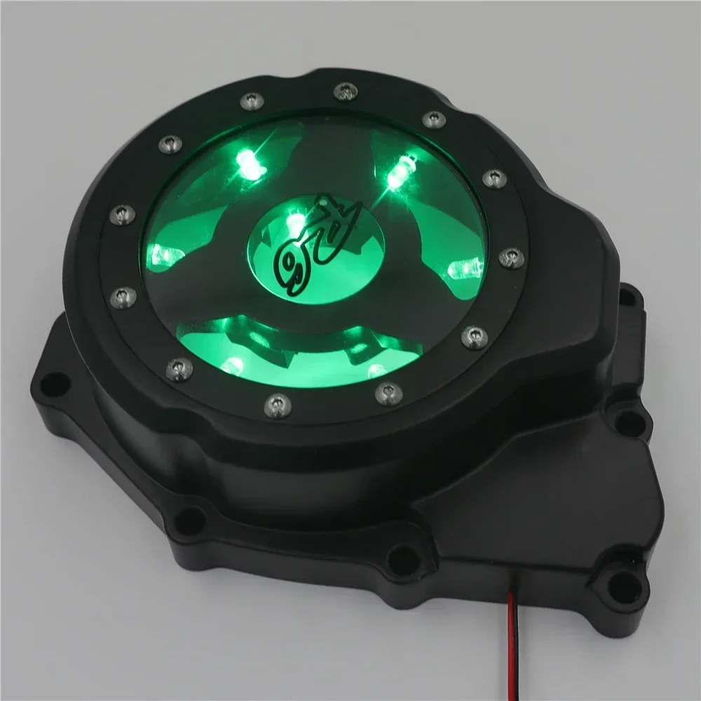 for Yamaha YZF-R6 2006-2022 Black Left Side Bule LED Engine Stator Cover See Through Aftermarket Motorcycle Parts