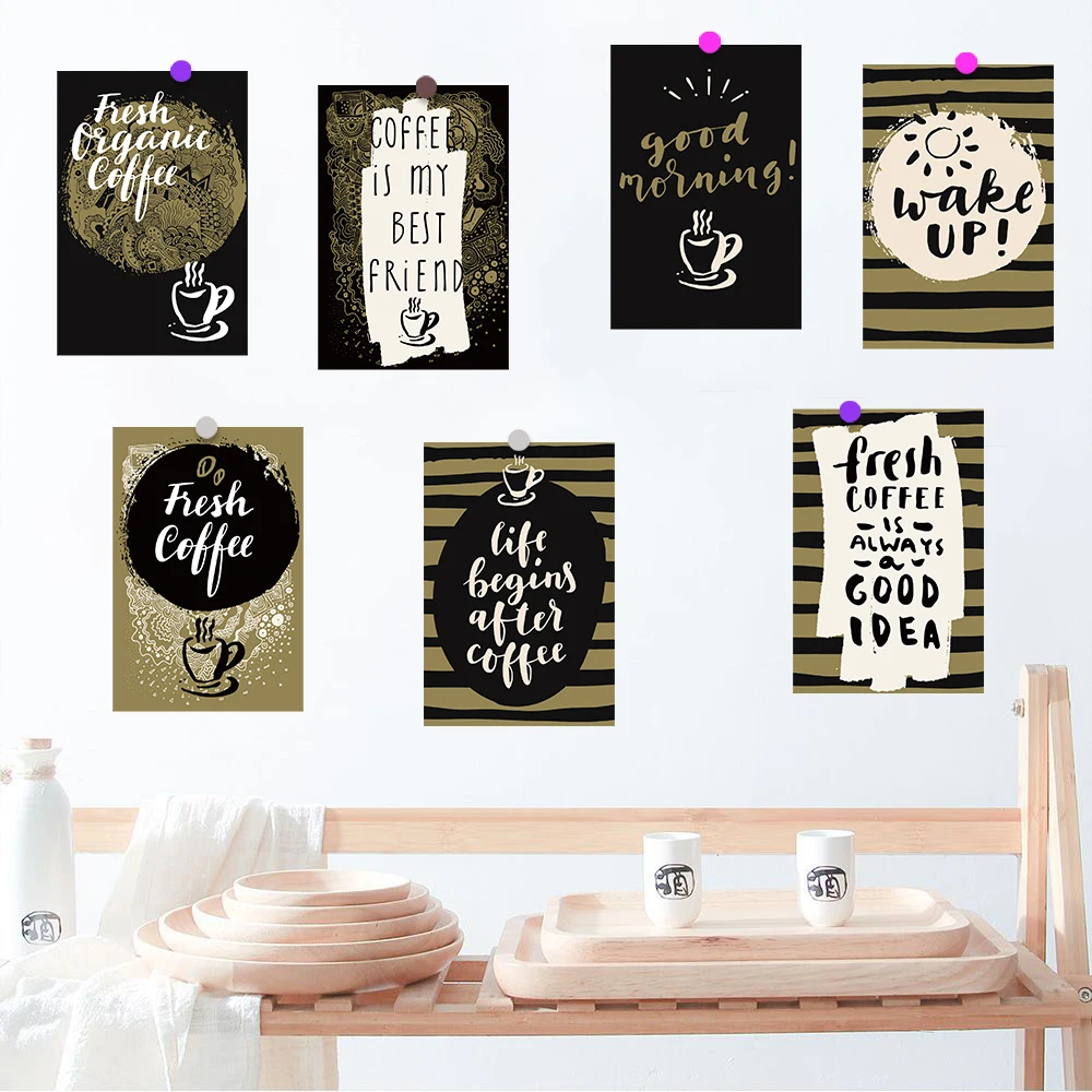 Autocollant d'affiche de carte de café, 10 pièces, images artistiques Harajuku, cadeau pour ordinateur portable, Collocation de bagages pour salle de photographie, décalcomanie de salon ﻿
