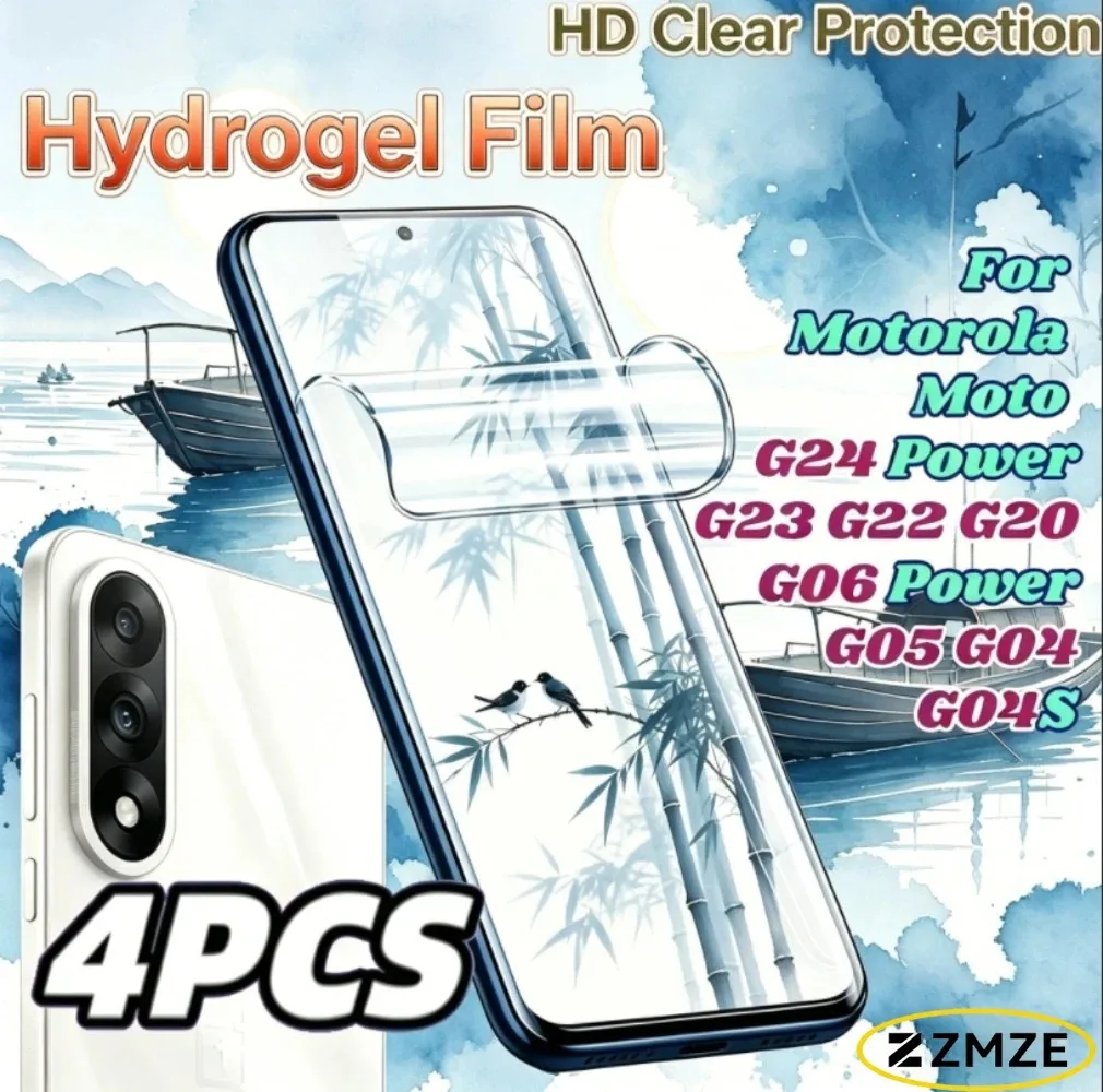 4 Stück klare Hydrogel-Weichfolie für Motorola Moto G24 G06 Power G23 G22 G20 G05 G04 G04S Serie, ultradünner, glänzender Displayschutz
