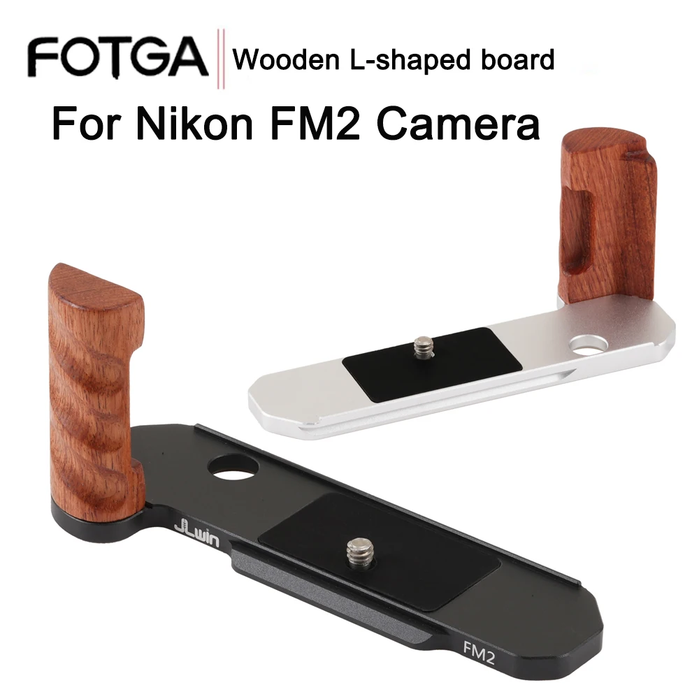 Placa L FOTGA para Câmera Nikon FM2, Suporte de Liberação Rápida Tipo L, Punho de Madeira de Pera, Base de Alumínio, Suporte Portátil de Mão, Acessório