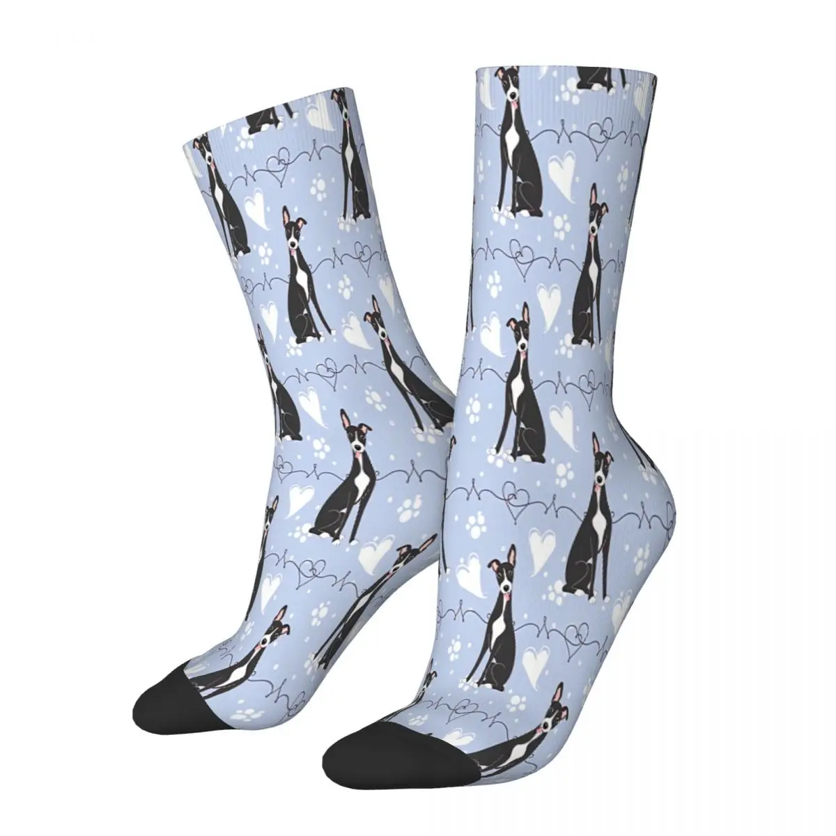 LOVE-calcetines blancos y negros para hombre y mujer, medias con estampado de Geryhound, galgos y perros, para verano