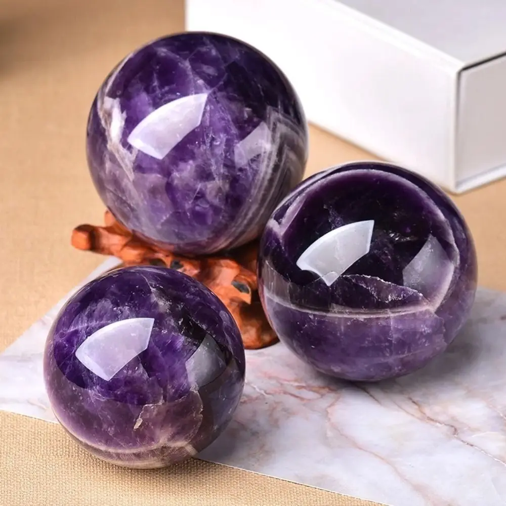 Natural Amethyst Crystal Ball Energy Healing Reiki Healing Healing Stone Crafts Collection Feng Shui Ornaments Home Decoration