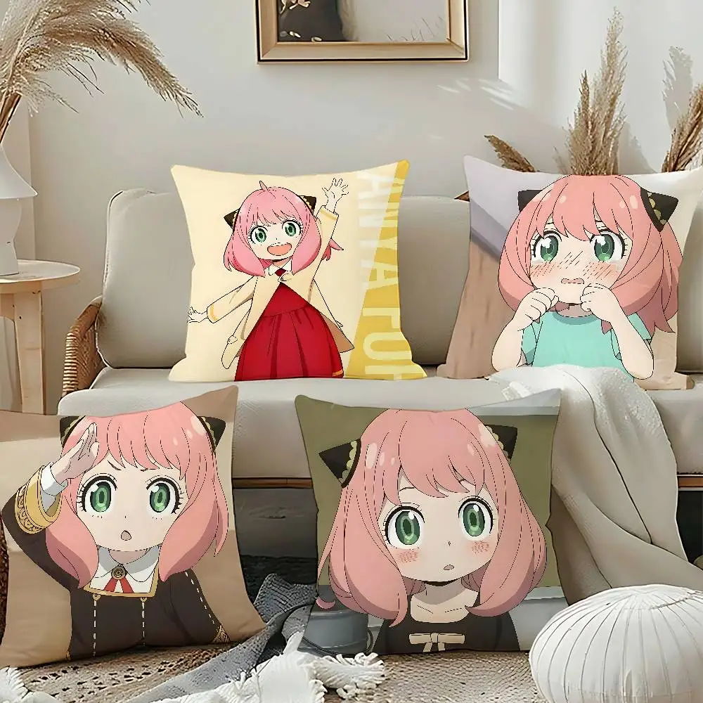 

Cute A-Anya Forger Pillow Case Throw Pillow Cover Nordic Vintage Style Cushion Covers Home Living Room Sofa Couch Seat Decor