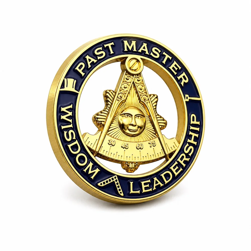 3D Past Master Masonic Lapel Pin Gold Metal Masonic Brooch Badge Elegant Fashion Suit Jacket Accessories Gifts