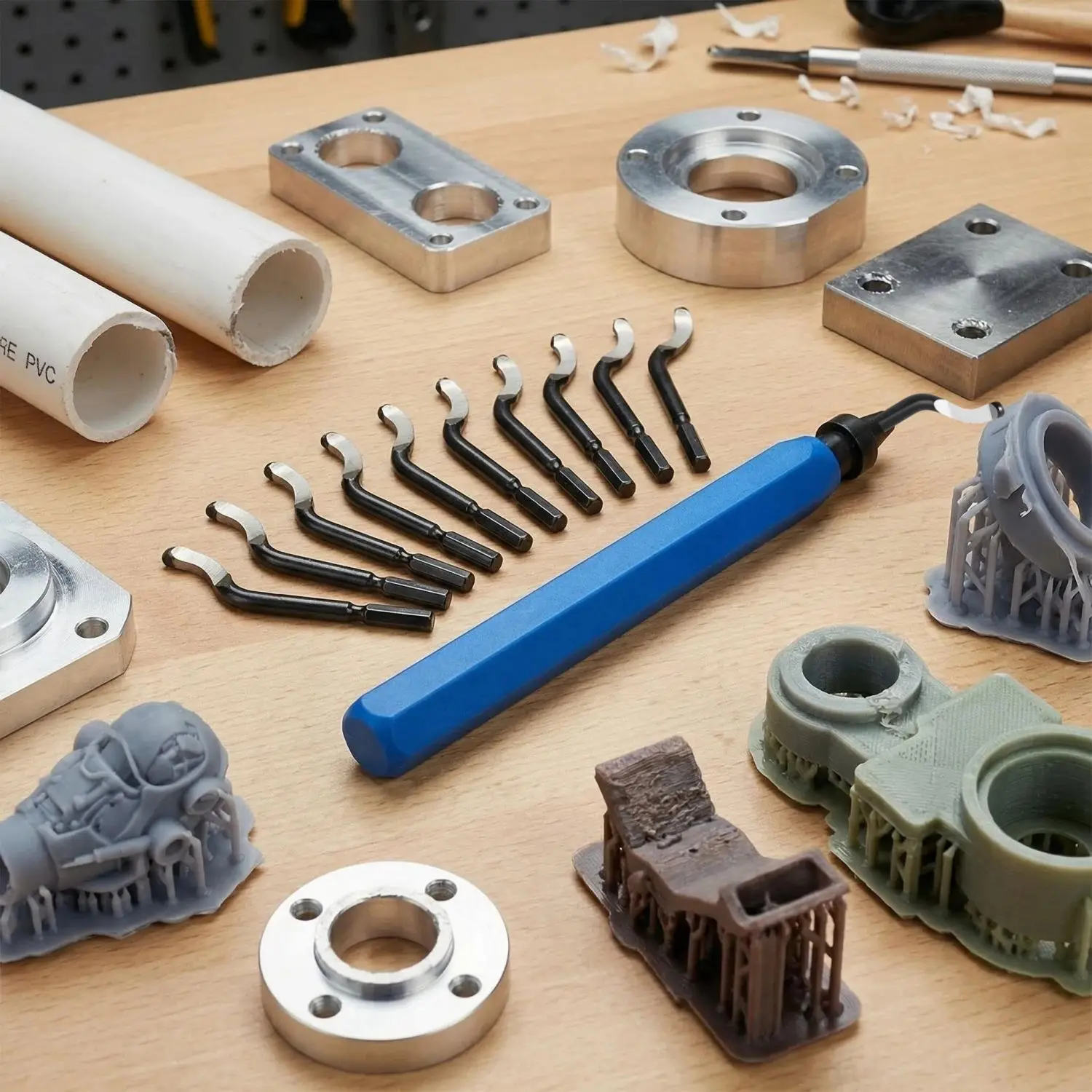 

Deburring Tool RB1000 Metal Handle with 1/10/11 Swivel Blades Burr Removal Reamer Tool for Plastic Metal Copper Resin 3D Print