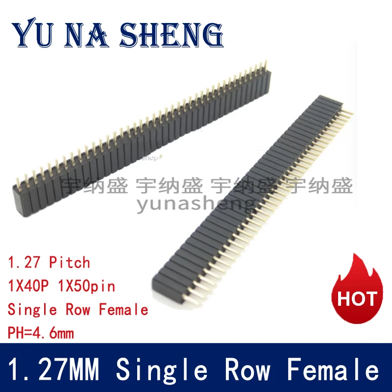 5pcs 1.27mm 1.27 1X40P 1*50P Plastic height 4.3mm 4.6mm Pin Header Single Row Female Breakaway PCB Board  Connector Pinheader