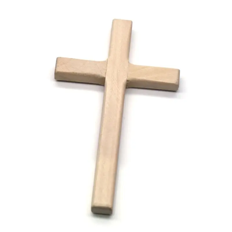 2pcs Handmade Wooden Crosses Crucifix Jesus Christ Ornaments Religious Charm Pendant Making