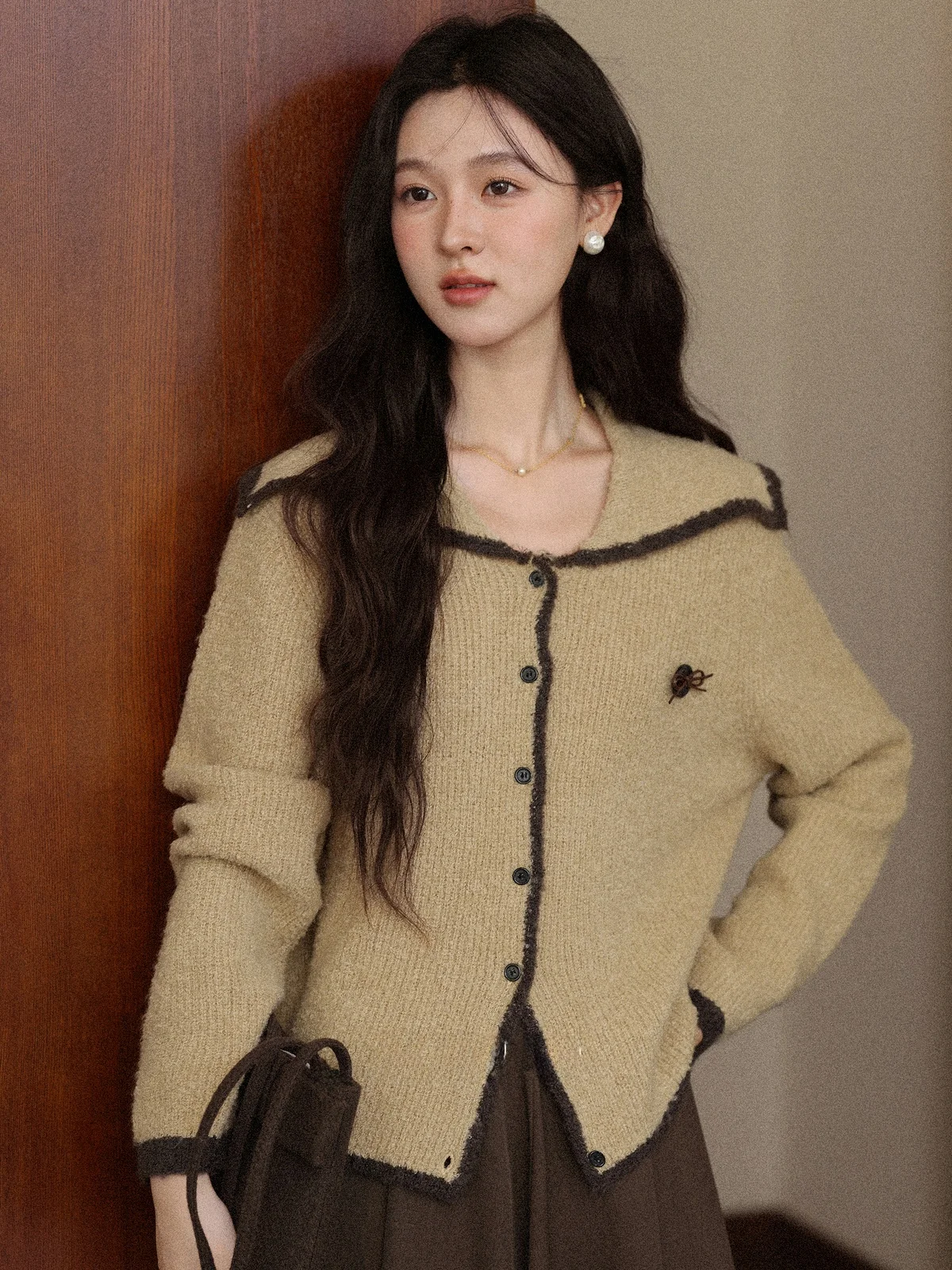 

Женский свитер Ele Long Sve, однотонный, с дизайном на плечах, осенний, новый, для повседневной носки, свободный крой, стандартный, тонкий