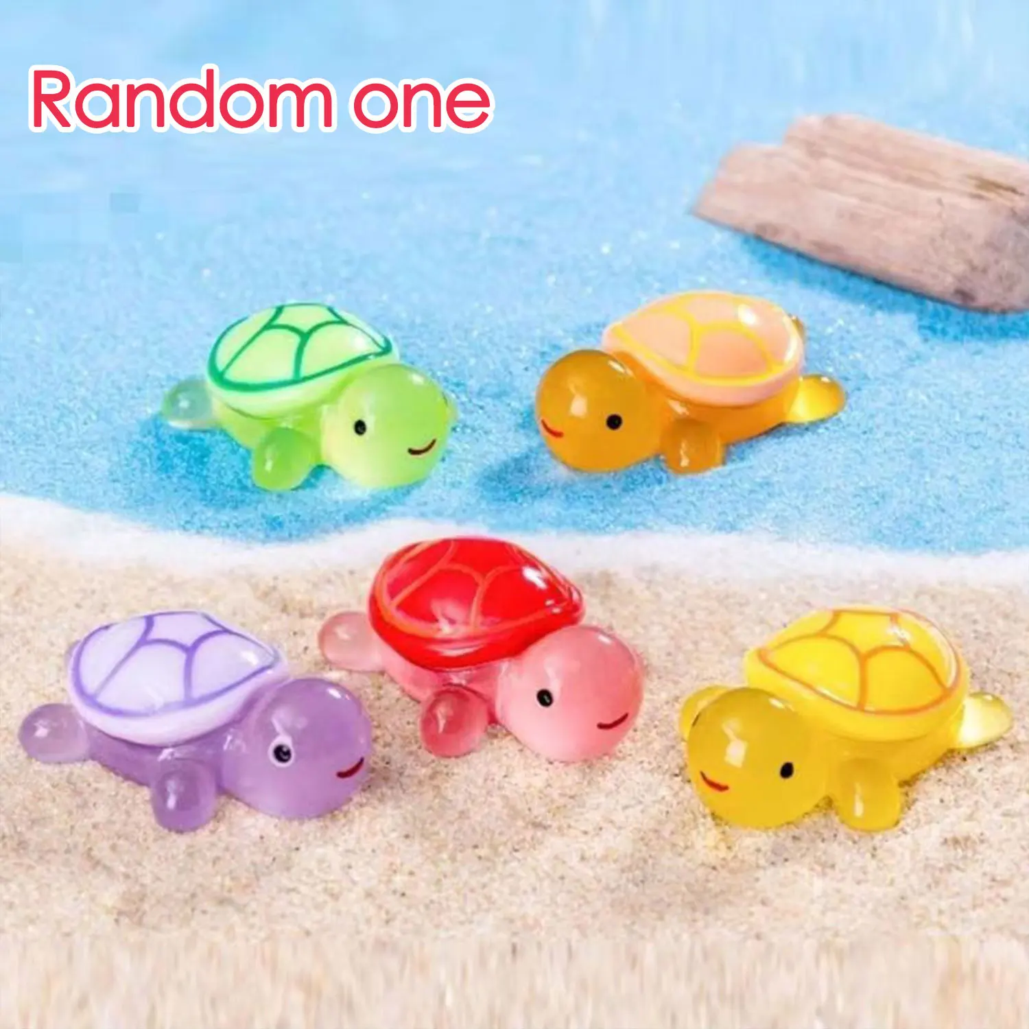 1個 暗闇で光る漫画の笑顔の亀 DIYデコレーション ミステリーバッグ - 車やデスクトップ用のミニランダムサプライズオーナメント