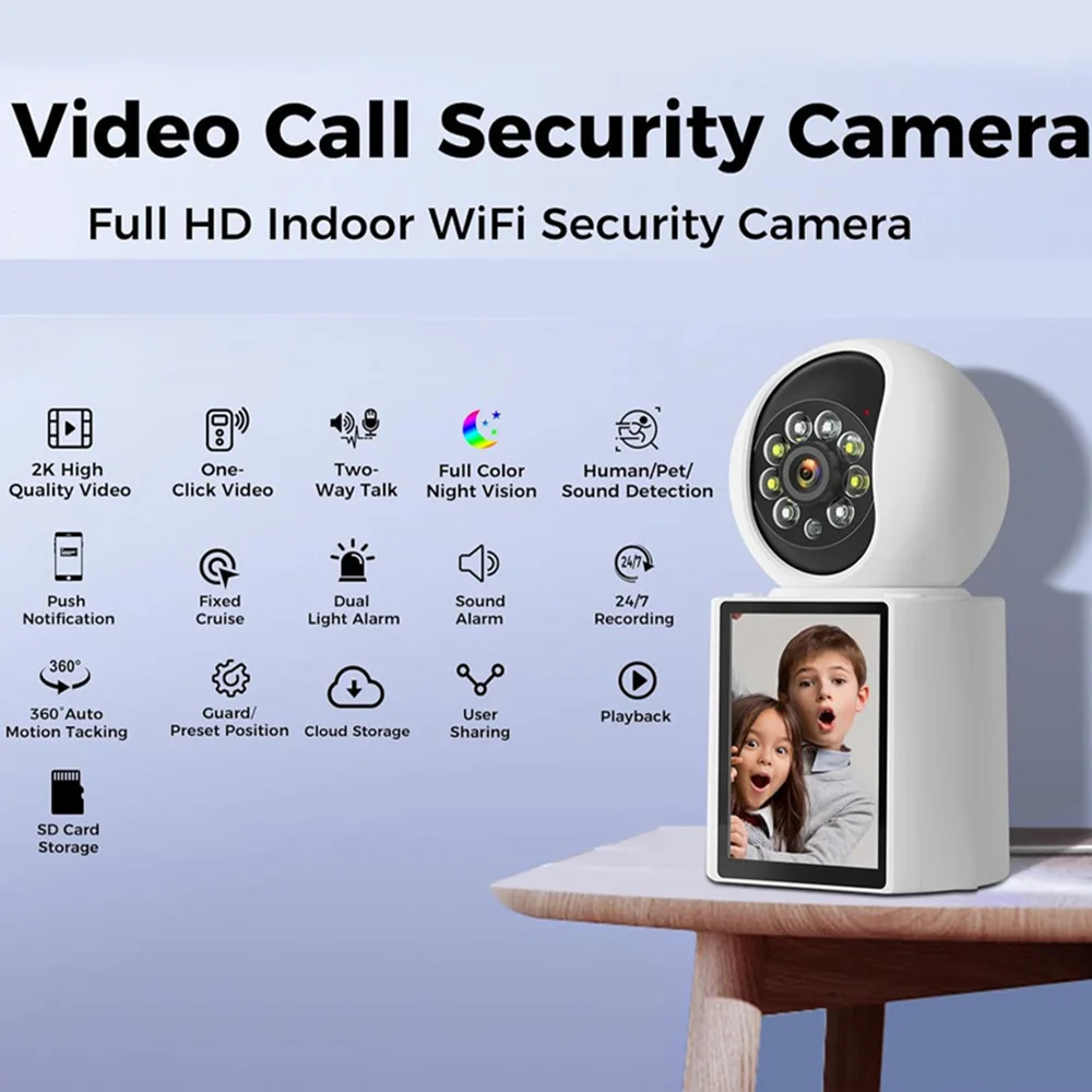 1080 FHD Video Call Security WiFi Camera Indoor Baby Elder Pet AI Monitor 2-Way Video 360° Pan/Tilt for Home Surveillance IP Cam