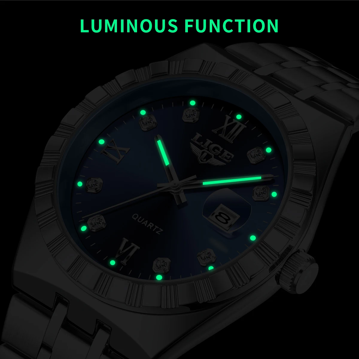 LIGE New Luxury Trendy Men's Watches Waterproof Luminous Stainless Steel Male Watch Date Quartz Business Men Wristwatch+Box Gift