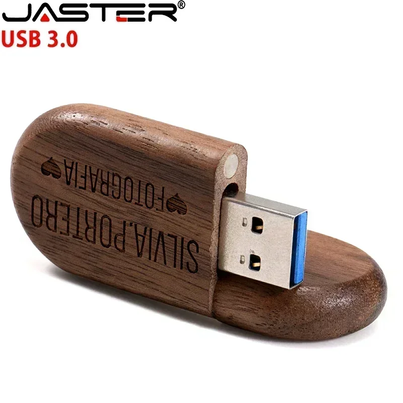 1PCS Free Custom Logo USB 3.0 Flash Drive 128GB Wooden Box Pen Drive 64GB Memory Stick 32GB Creative Wedding Gift Pendrive 16GB