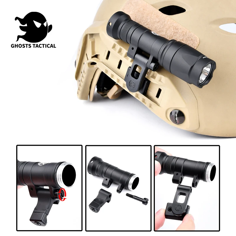 Surefir M340 M640 Tactical Flashligjt M300 M600 Mini Scout Light M-AX Helmet Mount Fit FAST Helmet 20mm Rail Hunting Airsoft LED