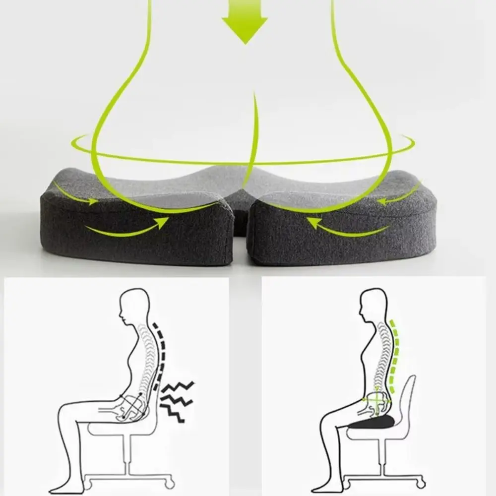 وسائد كرسي مميزة غير قابلة للانزلاق وسادة مؤخرة مريحة ناعمة سميكة رغوة الذاكرة 38 × 35 سم وسادة مقعد لتقويم العظام لمقعد السيارة